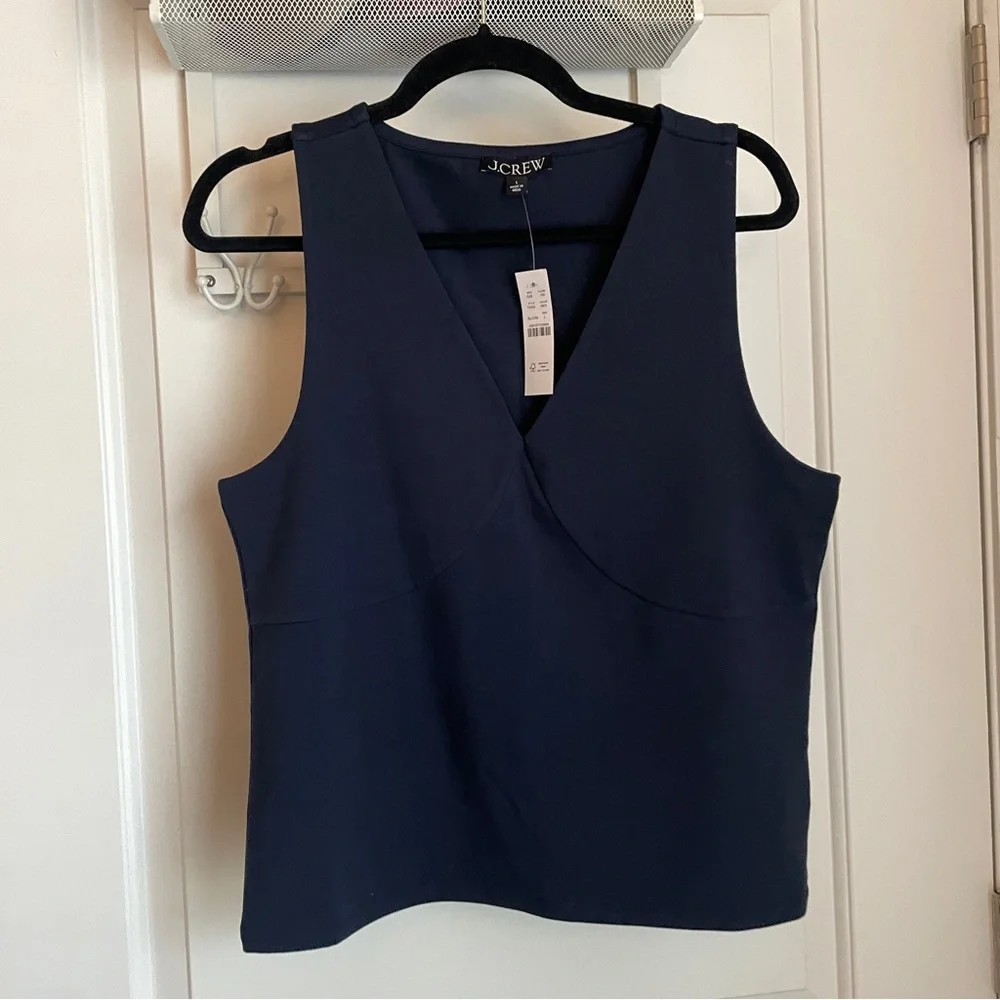 Jcrew navy vneck tank size L - Picture 1 of 6